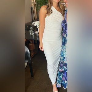 Halston one shoulder formal dress